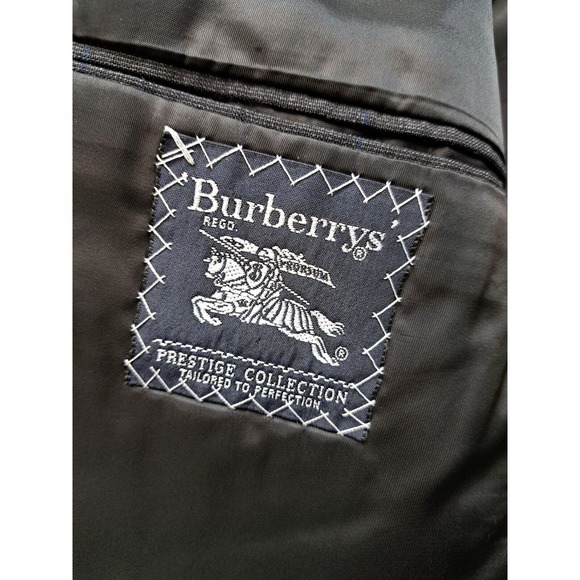 Vintage Burberry Men's Wool Sport Coat Blazer Charcoal Gray Windowpane Size 42S - Picture 8 of 9